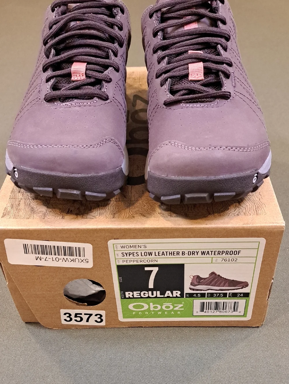 Oboz Sypes Low Leather WP Hiking Shoes - Color: Peppercorn - Size: Women's 7